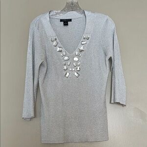 Elegant Silver Women's Top